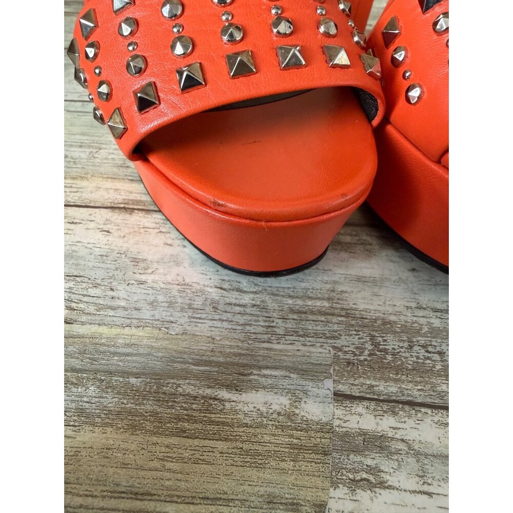 Gucci Malaga Kid Orange Leather Studded Platform Heels EU 40 Box Dust Bag w/COA - Picture 15 of 16